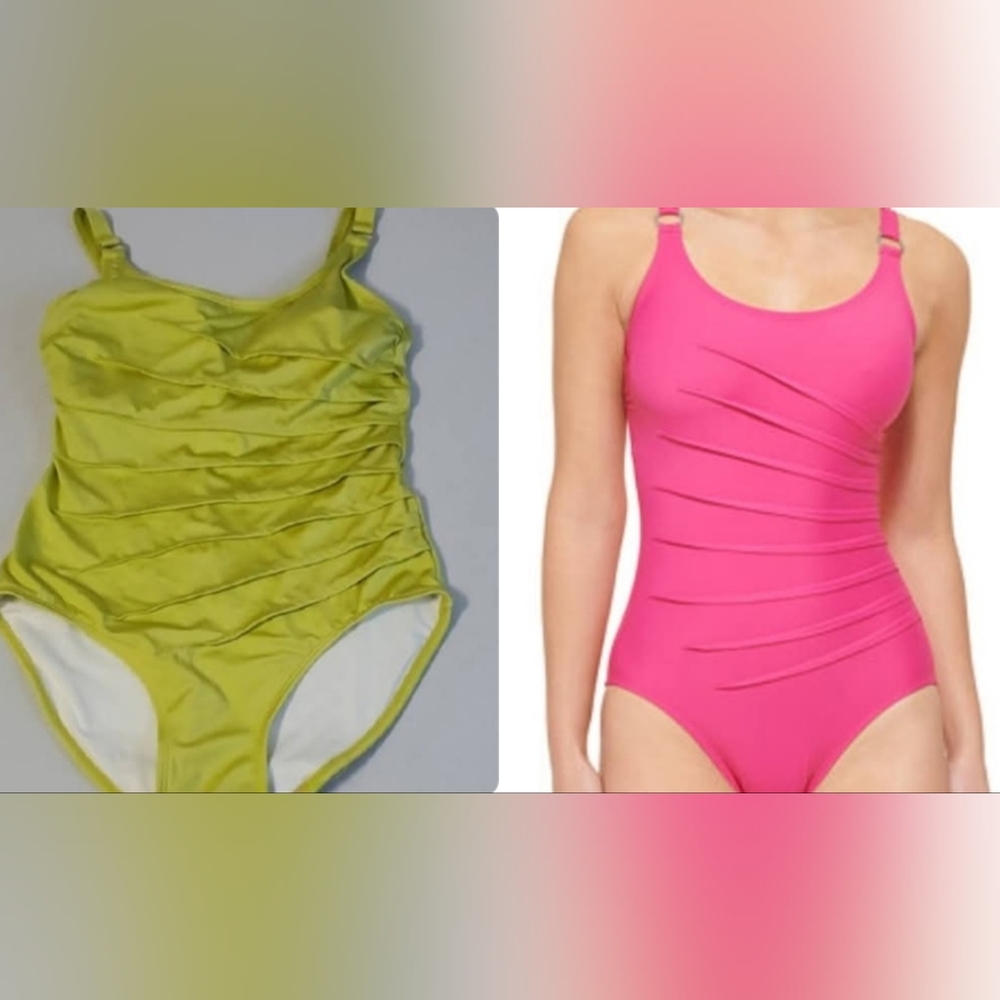 Calvin Klein NWOT Sunburst Adjustable Strap Chartreuse One Piece Swimsuit Sz 12
